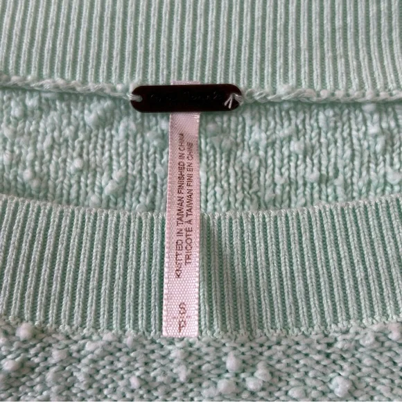 Free People Found My Friend Boucle Pullover Oversized Sweater Mint Green Small - Picture 7 of 7